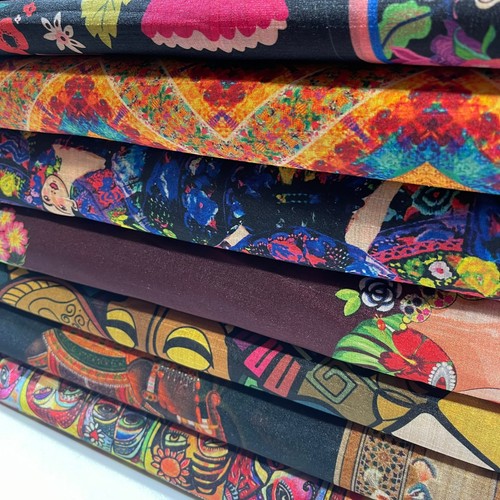 Printed raw silk - silk, |