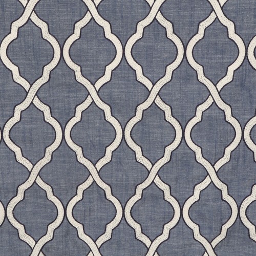 Gala navy embroidered fabric - navy,