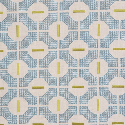 Rumba teal embroidered fabric - teal,
