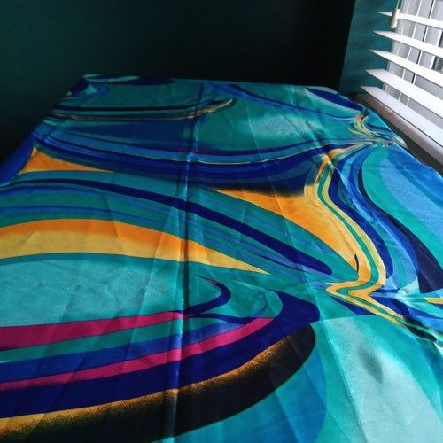 Blue patterned silk - silk, remnant